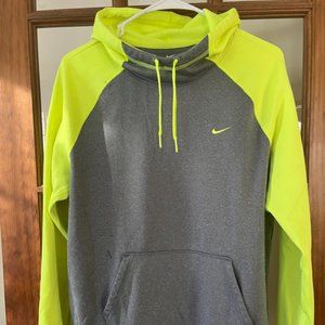 Women's Nike Therma-Fit Yellow and Grey Hoodie - Size Large